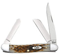 2.5-Inch Medium Amber Bone Stockman Pocket Knife with Stainless Steel Blades - Amber Handle