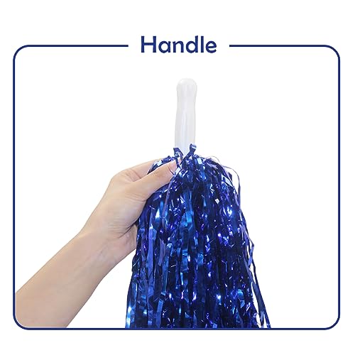 Blue Hooshing 100 PCS Metallic Cheerleading Pom Poms with Plastic Handles for Sports & Cheer Squad
