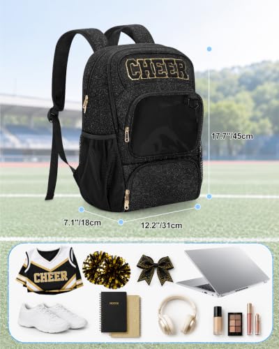 Cheerleading Backpack with Glitter 'CHEER' Design, Large Laptop & Shoe Compartments