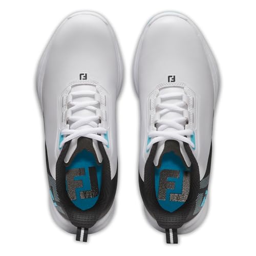 Junior Golf Shoes FJ Fuel Spikeless White Black Blue 3 Big Kid