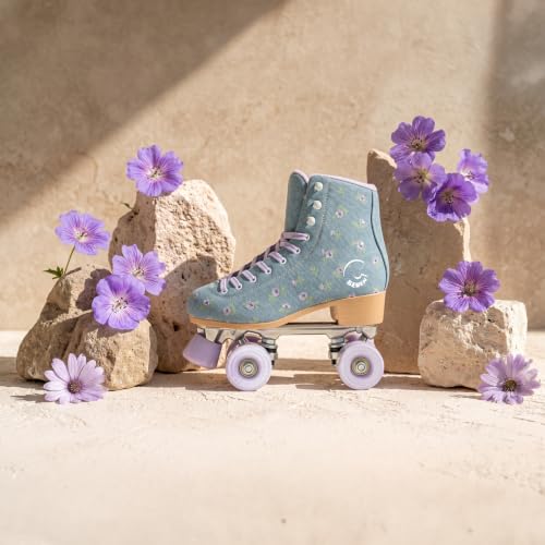 High-Top Quad Roller Skates for Girls and Women - Floral Field Variation, Size 9 Women / 8 Men