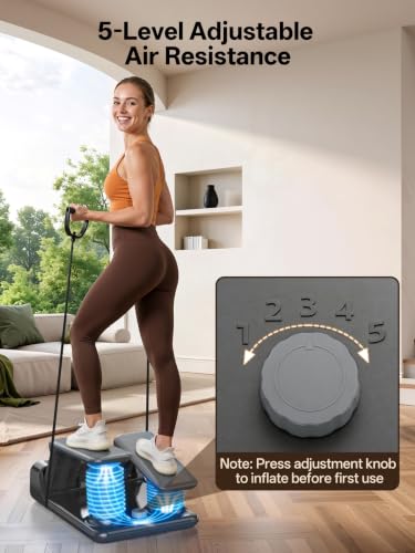 JOROTO Air Stepper Exercise Machine with LED Monitor and Resistance Bands - Black