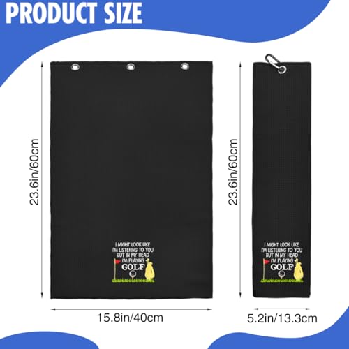 Embroidered Golf Towel with Carabiner Clip - Soft Microfiber, Absorbent, Quick-Dry, Perfect for Golfers
