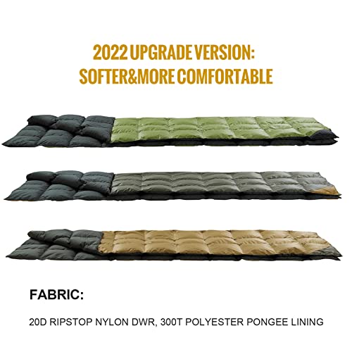 ONETIGRIS Ranger Green Down Camping Blanket - Lightweight Outdoor Travel Quilt