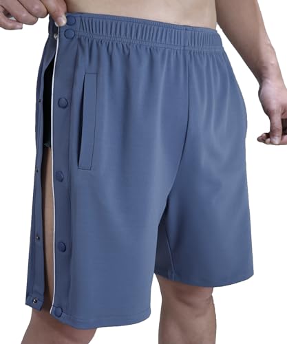Post Surgery Tear Away Shorts for Men X-Large Light Blue - Knee & Leg Support Pants
