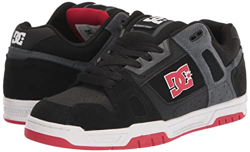 DC Men's Stag Skate Shoe Black/RED/Grey 11.5