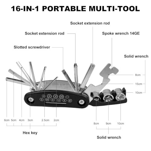 Bike Repair Kit Bike Tool Set with Saddle Bag - Black 15-in-1