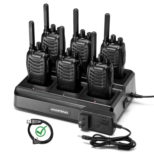 BAOFENG BF-88ST Walkie Talkies 6 Pack with Six-Way Charger, Long Range Two-Way Radios