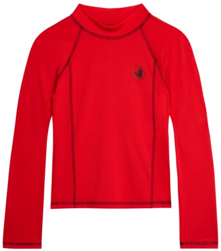 Boys Rash Guard Shirt UPF 50+ Long Sleeve Swim Top - Red - Size 10