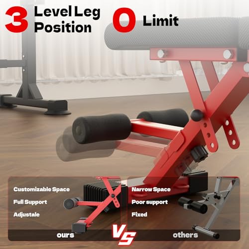 FitinOne Adjustable Weight Bench Black-Red, Foldable 800LBS Home Gym Equipment