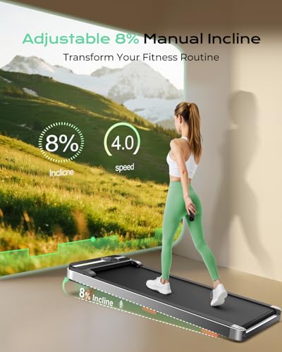 TREAFLOW Silver Walking Pad Treadmill for Under Desk Home Office Exercise