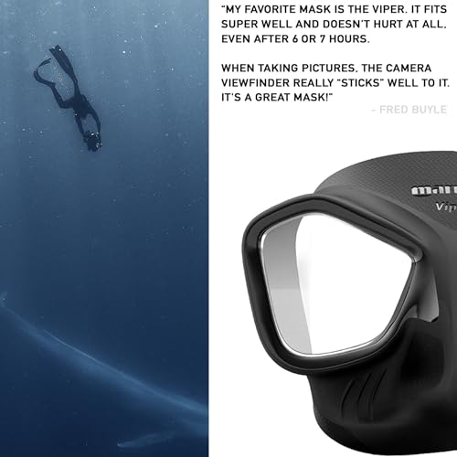 Mares Viper Freediving & Spearfishing Mask - Black, Unisex, Low Volume, Wide Field, Fog-Resistant Silicone, Ergonomic Strap