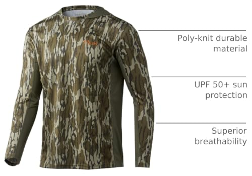 Men's Icon X Camo Hoodie - UPF 50+ Long-Sleeve Fishing Shirt, Large Mossy Oak