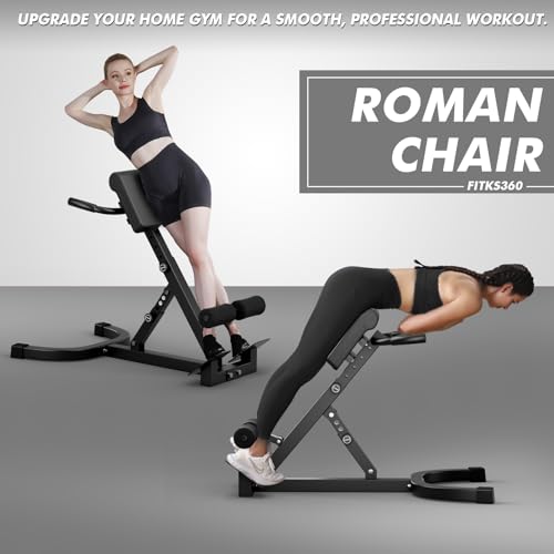 Adjustable Hyper Back Extension Roman Chair with Red & Black Pad – Full Body Workout Bench, Foldable, 440LBS Capacity