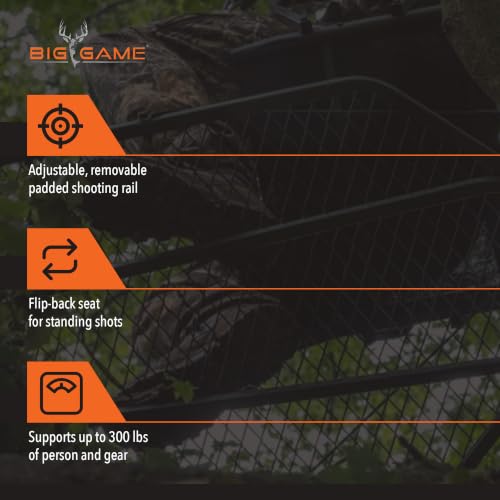 GSM Outdoors Big Game Hang-On Treestand - Lightweight Steel Hunting Platform with Flip-Back Seat