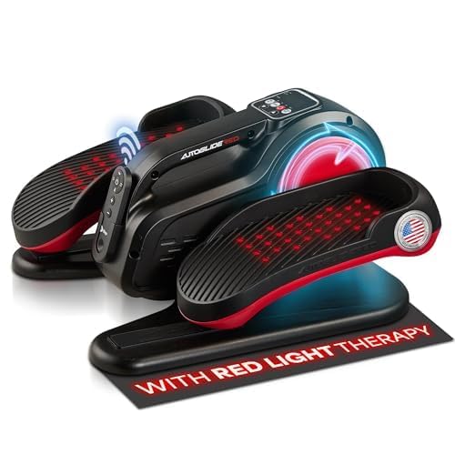 Lifepro AutoGlide Red Under Desk Elliptical with Red Light Therapy - Leg Exercise & Recovery