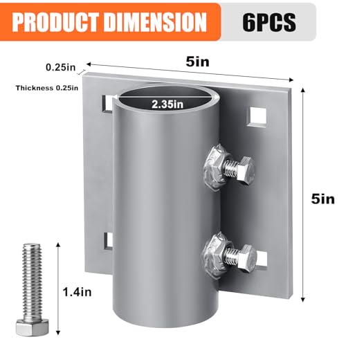 6 Pack Heavy Duty Dock Side Leg Pipe Holders - Galvanized Steel for Floating Docks