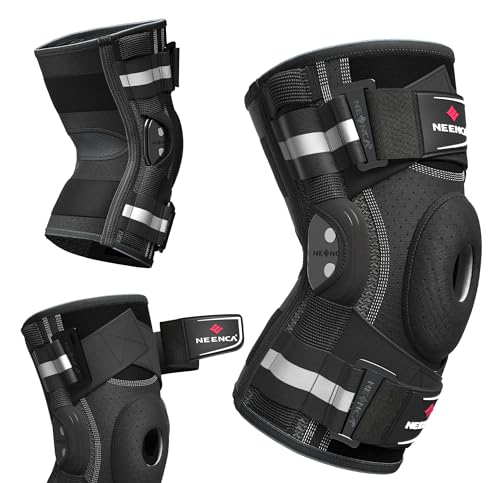Large Black Knee Brace Support for Men & Women - Hinged, Pain Relief