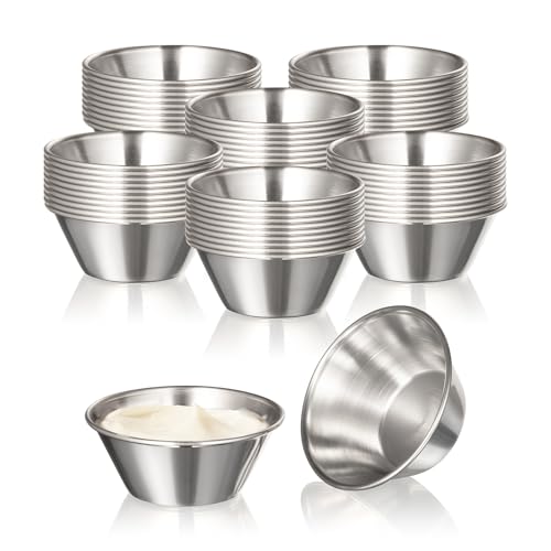 120 Stainless Steel Dipping Sauce Cups - Reusable Condiment Ramekins for Home & Restaurant