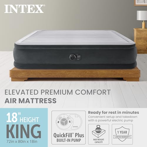 Intex King Size Dura-Beam Air Mattress with Built-In Electric Pump
