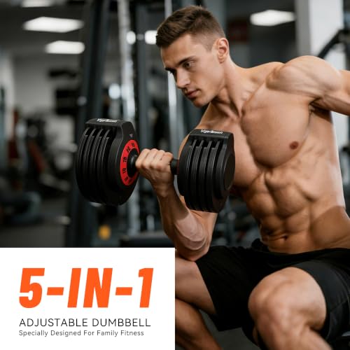 VigorBrawn 25lb Adjustable Dumbbell Set with Storage Case for Home Gym