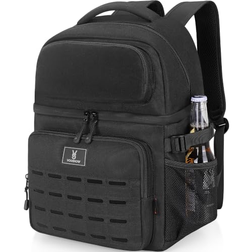 Black Insulated Double Deck Cooler Backpack for 36 Cans - Leakproof & Large Capacity
