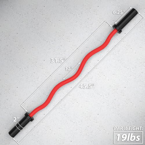 Synergee EZ Curl Bar - Red Cerakote, Chrome & Black Phosphate, 45.5 Inch
