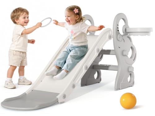 Babytronic Gray & White Toddler Slide Indoor Outdoor Playset for Ages 1-3