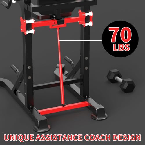 K KiNGKANG Power Tower with Dip Station & Pull Up Bar - Adjustable Home Gym Equipment, Black Grey