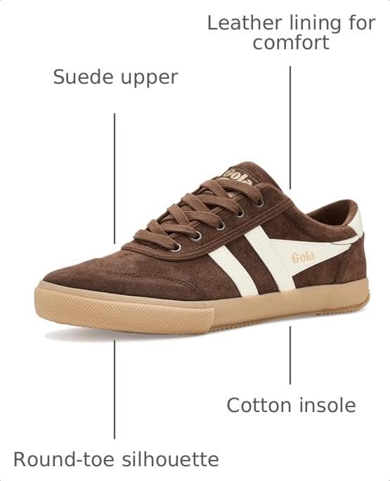 Gola Badminton Suede Sneakers Men’s Low-Top Casual Shoes - Dark Brown & Off White