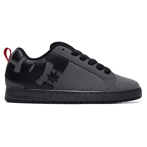 DC Men's Court Graffik Casual Skate Shoes, Grey/Black/red, 9 D M US