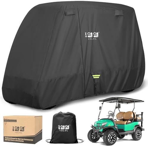 Golf Cart Cover for 2-6 Passengers XL Black Weatherproof Universal Fit