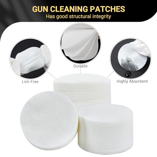 900pcs Thick Lint-Free Gun Cleaning Patches with Storage Box - 9mm & Caliber Compatible