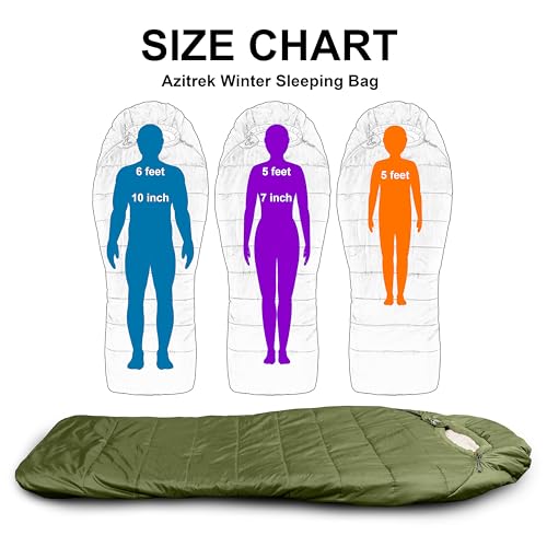 Loden Green 0°F Mummy Sleeping Bag for Adults & Youth - XXL 4-Season Warm Camping
