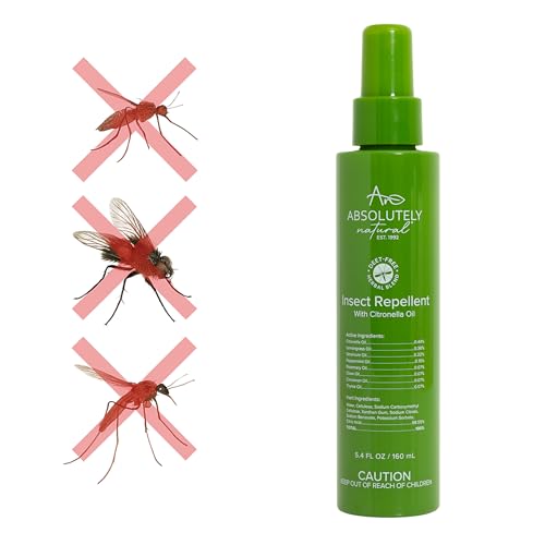 Absolutely Natural Mosquito Repellent with Citronella - 5.4 Fl Oz, DEET-Free Outdoor Bug Spray