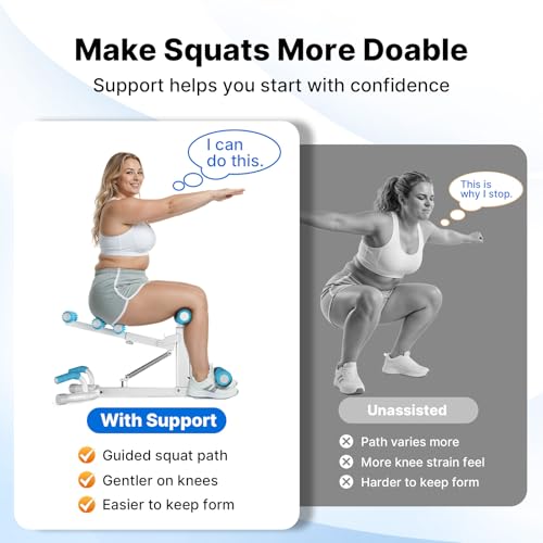 MERACH Adjustable Deep Squat Machine for Women - White & Blue, XL - Home Glutes & Leg Workout Equipment