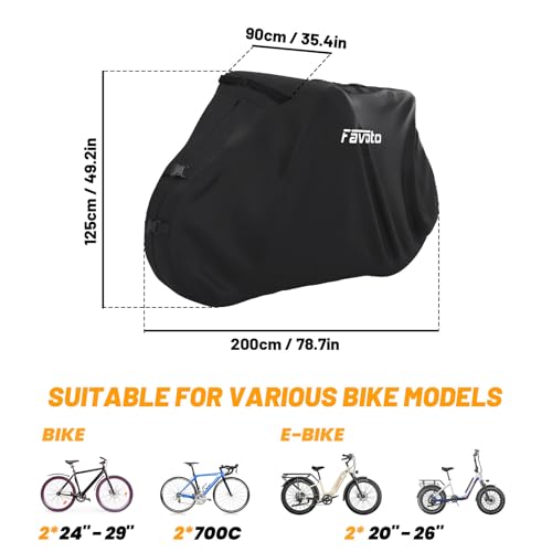 Favoto Heavy Duty Bike Cover for 1-2 Bikes on Rack - Waterproof 600D Oxford, Black