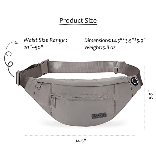 MAXTOP Small Crossbody Bag Fanny Pack for Women Men - Gray Washed Nylon, Large Size