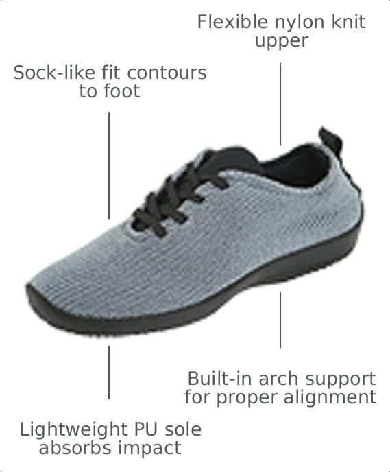 Arcopedico LS 1151 Women's Lace-Up Shoes 8-8.5 Titanium Support & Comfort