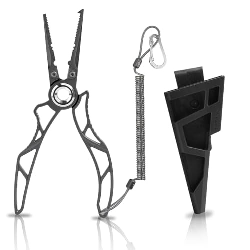 7-Inch Fishing Pliers with Titanium Coating Saltwater-Resistant Line Cutter & Hook Remover