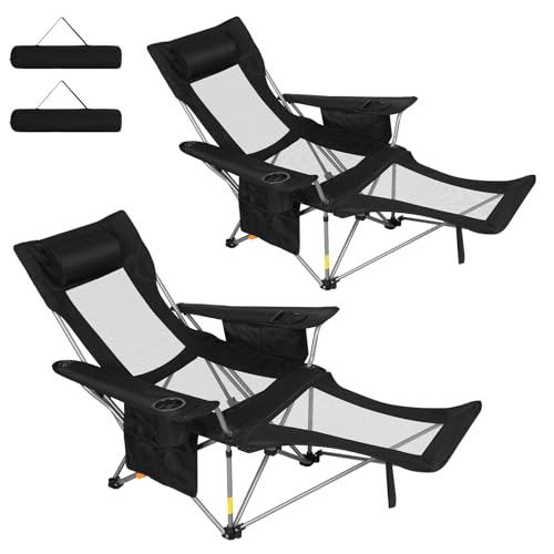 Portable Reclining Camping Chair with Footrest & Cooler Bag - Adjustable Outdoor Lounge