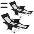 Portable Reclining Camping Chair with Footrest & Cooler Bag - Adjustable Outdoor Lounge