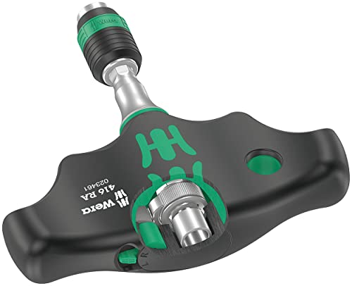 Wera Classic Solid T-Handle Screwdriver with Ratchet & Rapidaptor, 1/4"