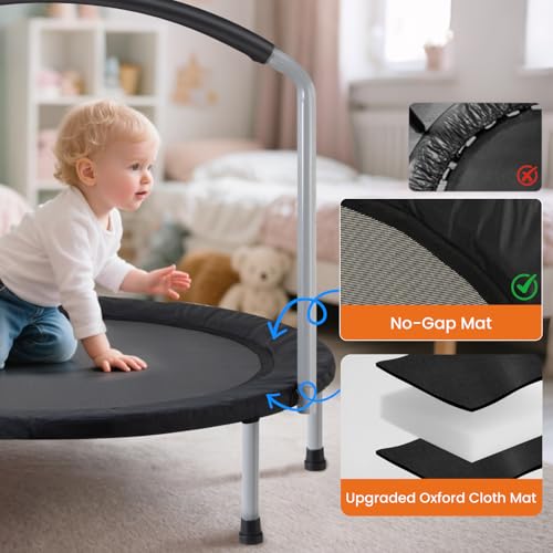ATIVAFIT 36-Inch Black Toddler Trampoline with Safety Padded Cover & Adjustable Handle