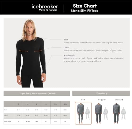 Icebreaker Merino 150 Anatomica Long Sleeve Crewe - Large Black