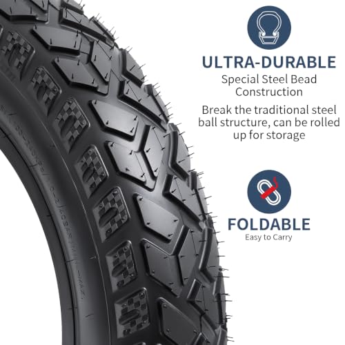 YunSCM 16x4.0 Heavy Duty Fat Bike Tires 2-Pack with Tubes All-Terrain