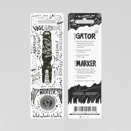 Vice Golf Gator Divot Tool and Ball Marker Set - Drip Lime Variation