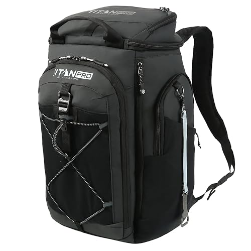 Titan PRO Arctic Zone Black Insulated Backpack Cooler with Ice Walls, Holds 26 Cans