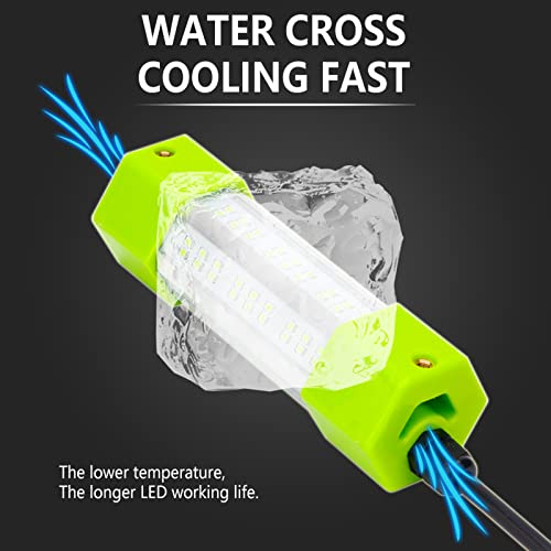 130W Waterproof Green Underwater Fishing Light with 25ft Wire & Battery Clips - Night Attractant