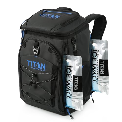 Titan Deep Freeze Ice Wall Backpack Cooler 30 Can - Cobalt Carbon Black Variation